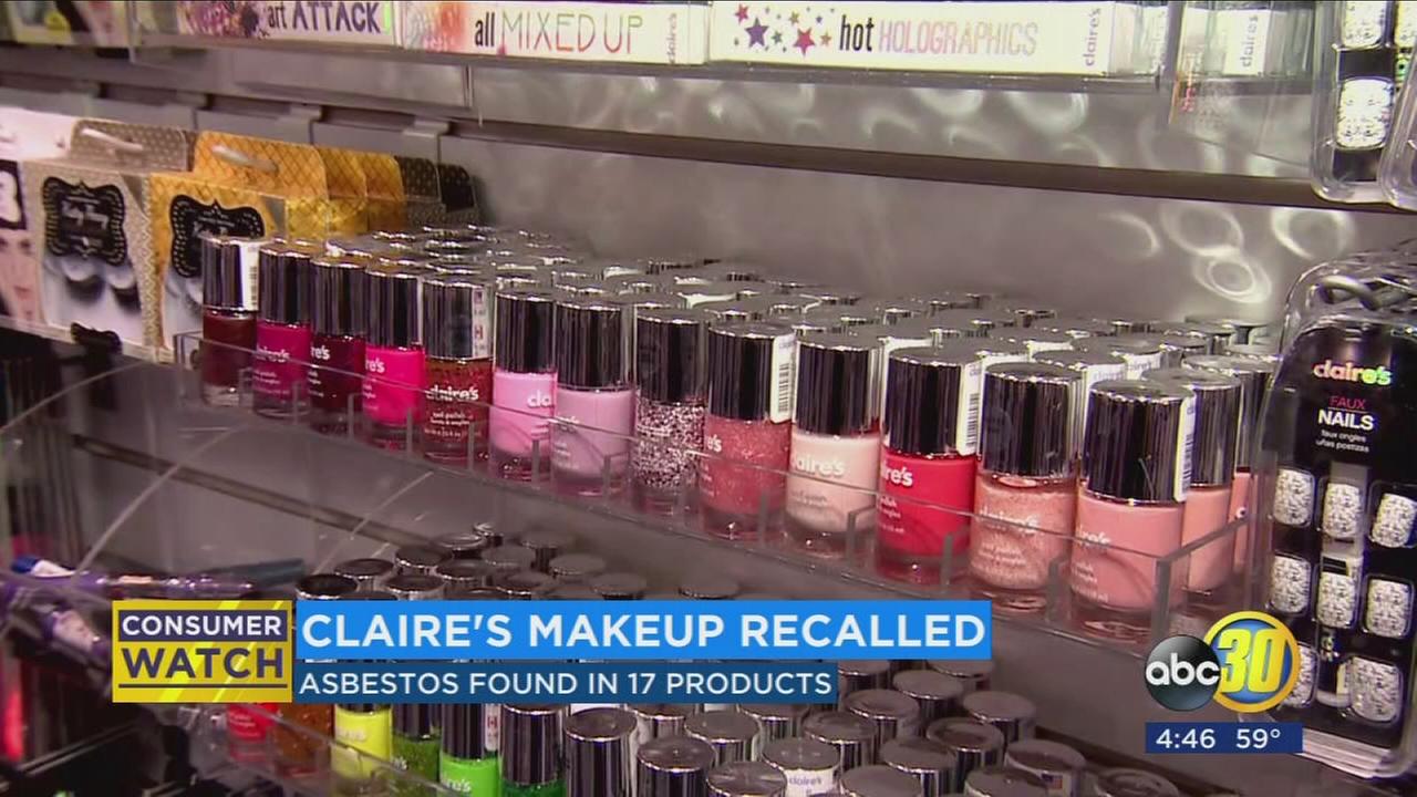 17 products pulled off store shelves at Claires locations around the country