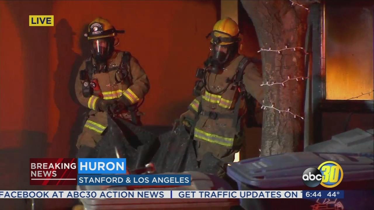 Crews battle early morning house fire in Huron