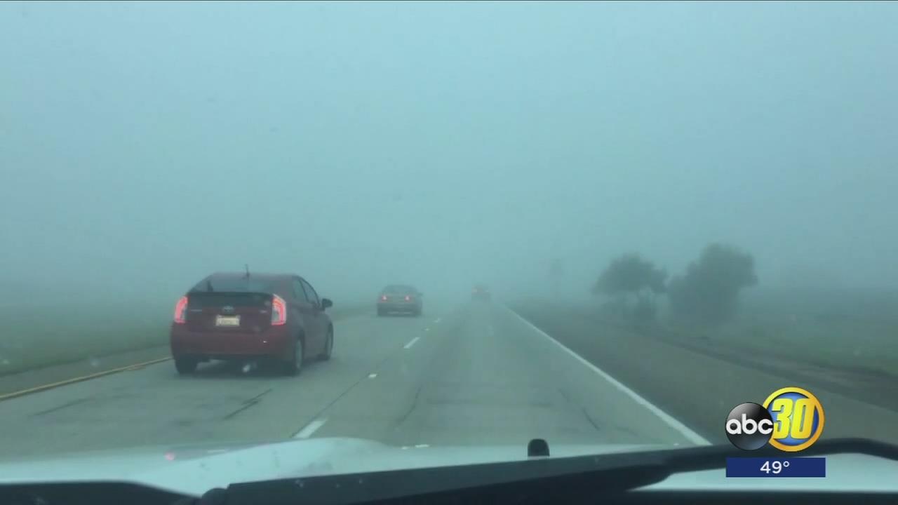 Thick fog rolls into Central Valley, dropping visibility to a quarter mile already in some places