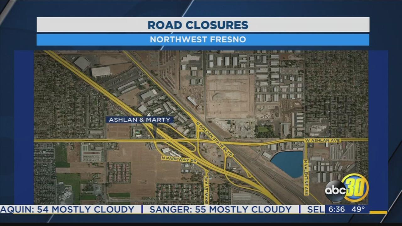 Part of Ashlan in Northwest Fresno closing as part of 99 realignment