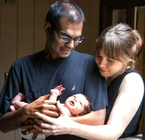 Paul and Lucy, holding their Cady