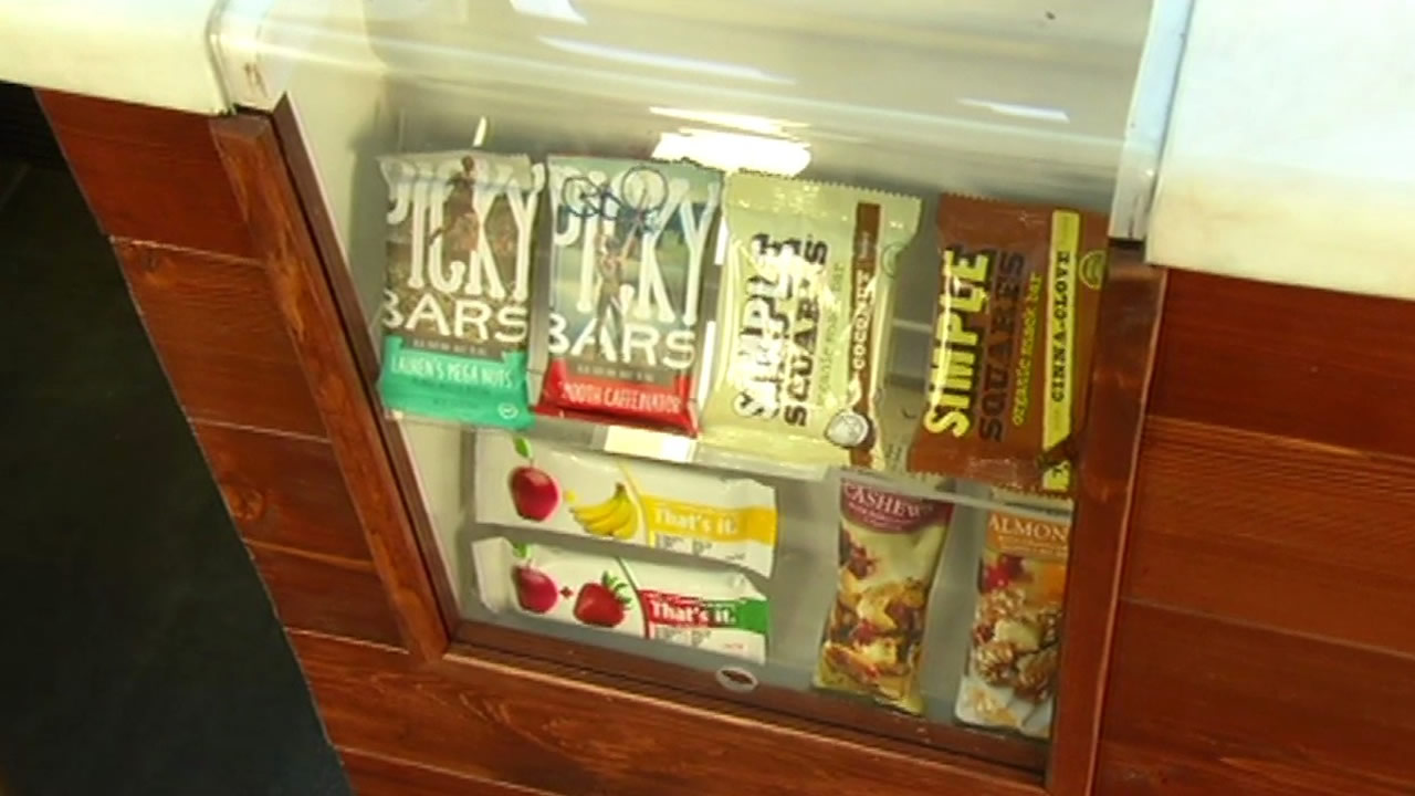 Along with Wi-Fi and leather seats, passengers can buy snacks on board the Leap bus. (KGO-TV) <span class=meta></span>
