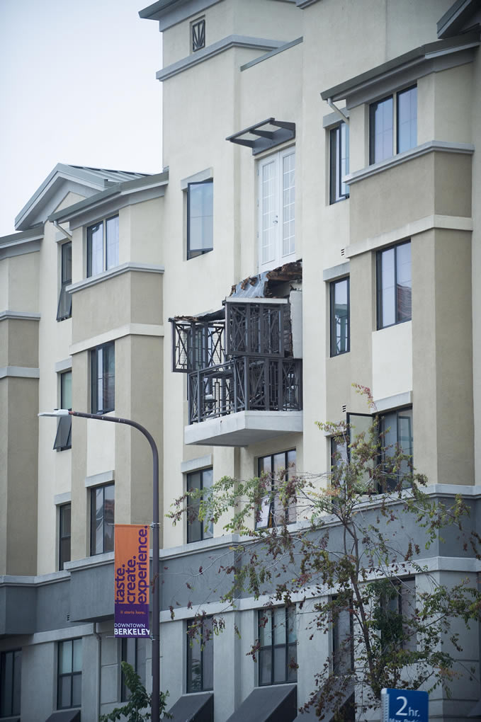 A fourth floor balcony railing rests on the balcony below at the Library Gardens apartment complex in Berkeley, Calif. on Tuesday, June 16, 2015. (AP Photo/Noah Berger) <span class=meta>AP Photo/Noah Berger</span>
