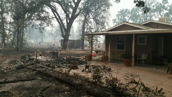 A house is seen standing while the others around it were destroyed by the Valley Fire burning in Lake and Napa counties on Sunday, September 13, 2015. <span class=meta>KGO-TV</span>