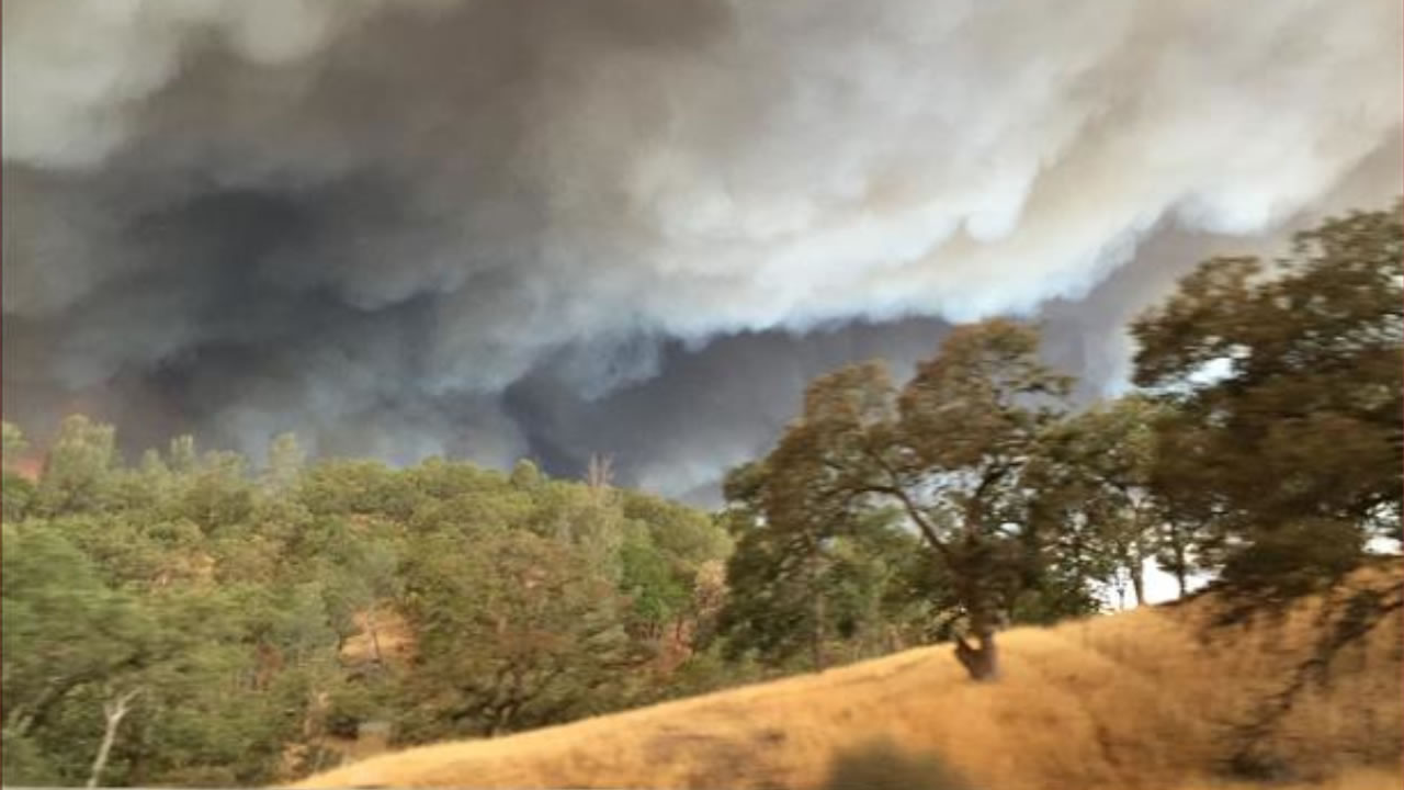 A viewer submitted this photo of the smokey drive on Hwy. 29  from Middletown to Lower Lake from Sunday, September 13, 2015. <span class=meta>KGO-TV</span>