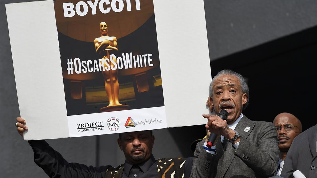 Protesters near Dolby Theatre urge boycott of tonight's Oscars