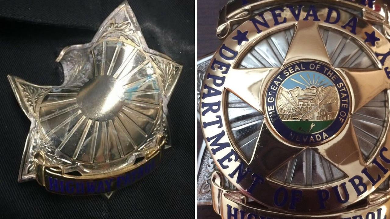 Nevada officer's badge saves him by stopping bullet during gun fight