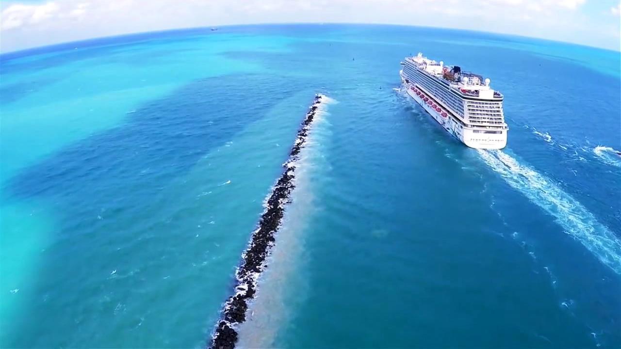 This is an undated image of a cruise ship moving through a body of water