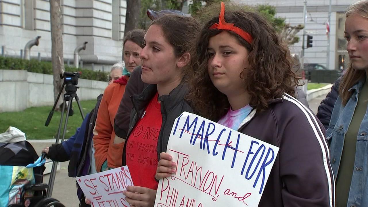Students rally in San Francisco hold a rally and vigil for those who died in the Santa Fe, Texas shooting on Friday, May 18, 2018.