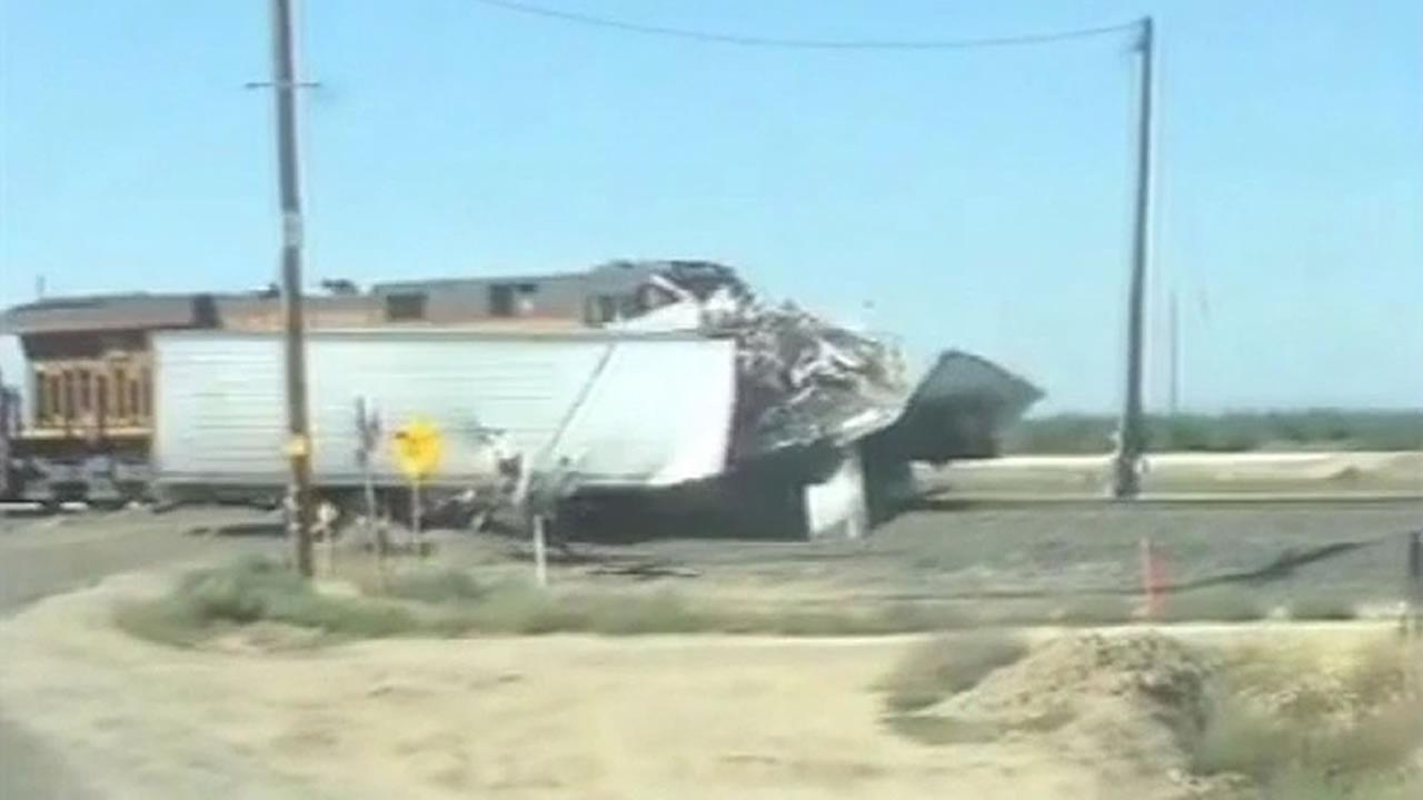 Train smashes into semi truck in Chowchilla