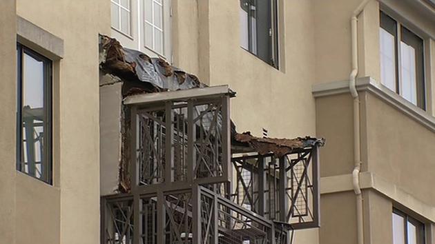 Emergency crews respond to scene of apartment building balcony collapse, Tuesday, June 16, 2015. <span class=meta>KGO-TV</span>