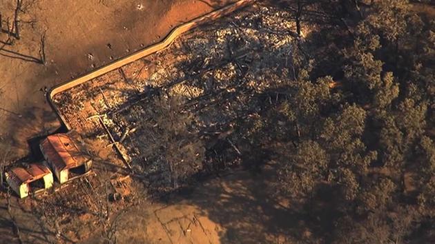 Sky7 HD shows a home that burned in the Rocky Fire in Lake County, Calif. near Clear Lake on Sunday, August 2, 2015. <span class=meta>KGO-TV</span>