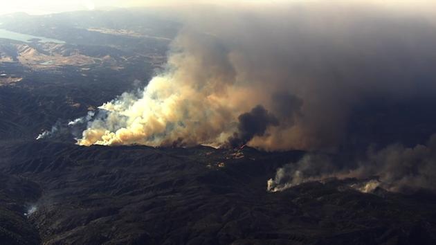 Sky7 HD shows the Rocky Fire that's burning in Lake County, Calif. near Clear Lake on Sunday, August 2, 2015. <span class=meta>KGO-TV</span>