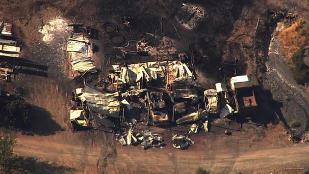 Sky7 HD shows a home that burned in the Rocky Fire in Lake County, Calif. near Clear Lake on Sunday, August 2, 2015. <span class=meta>KGO-TV</span>