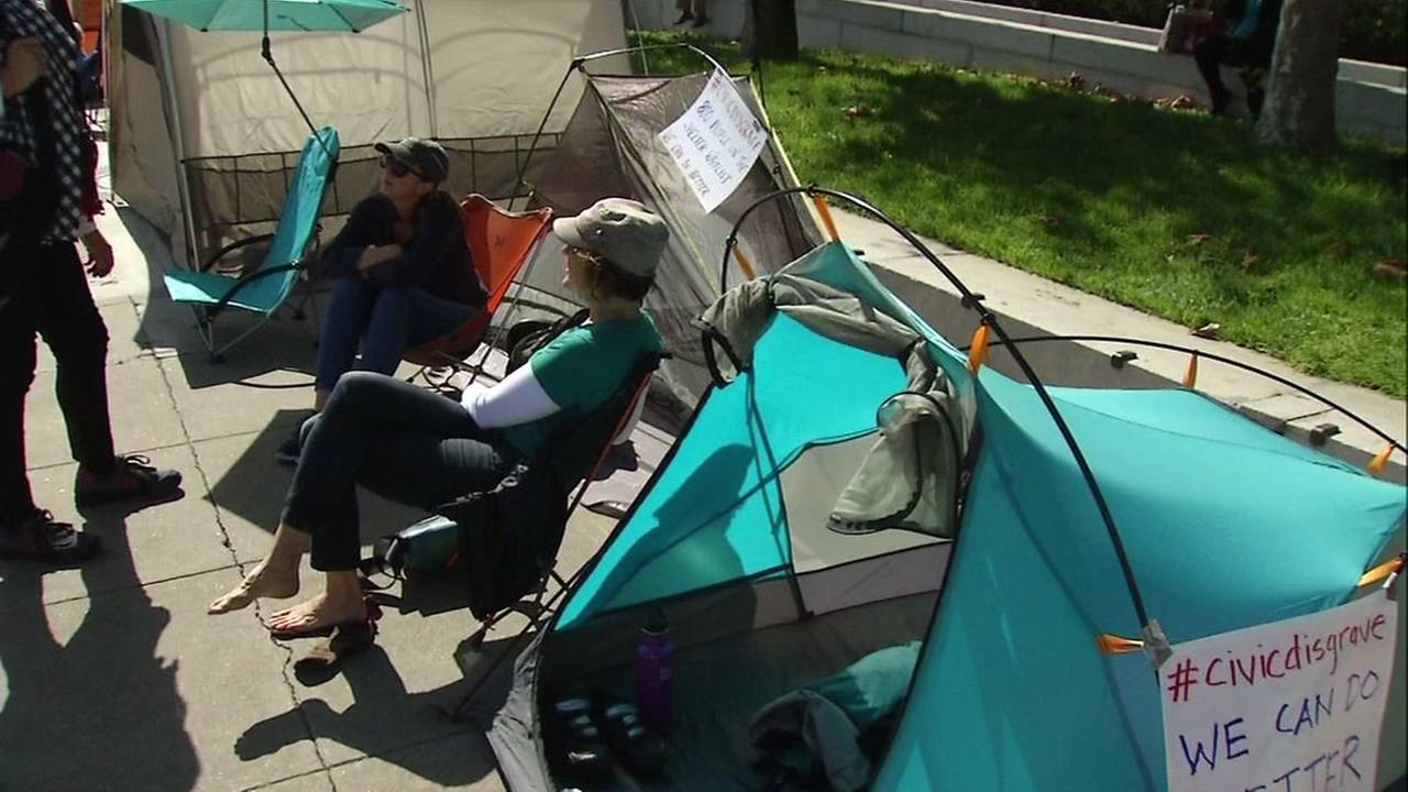 San Francisco residents set up tents to protest against homeless encampments - KGO-TV