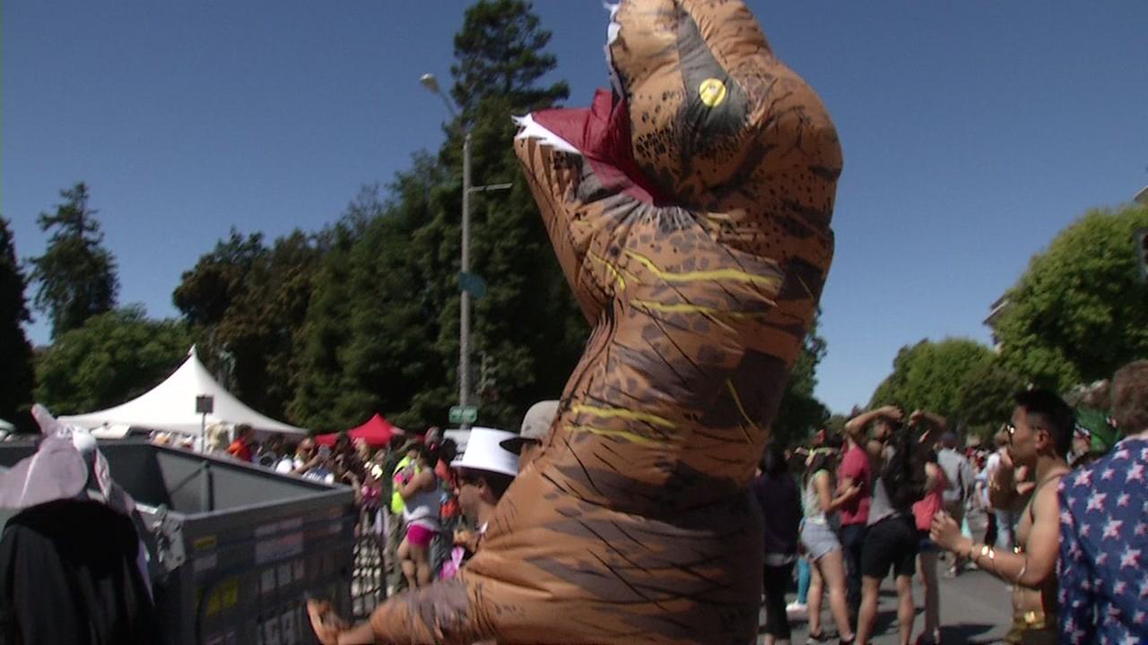 Participants in the annual Bay to Breakers foot race through San Francisco are seen on Sunday, May 21, 2017.