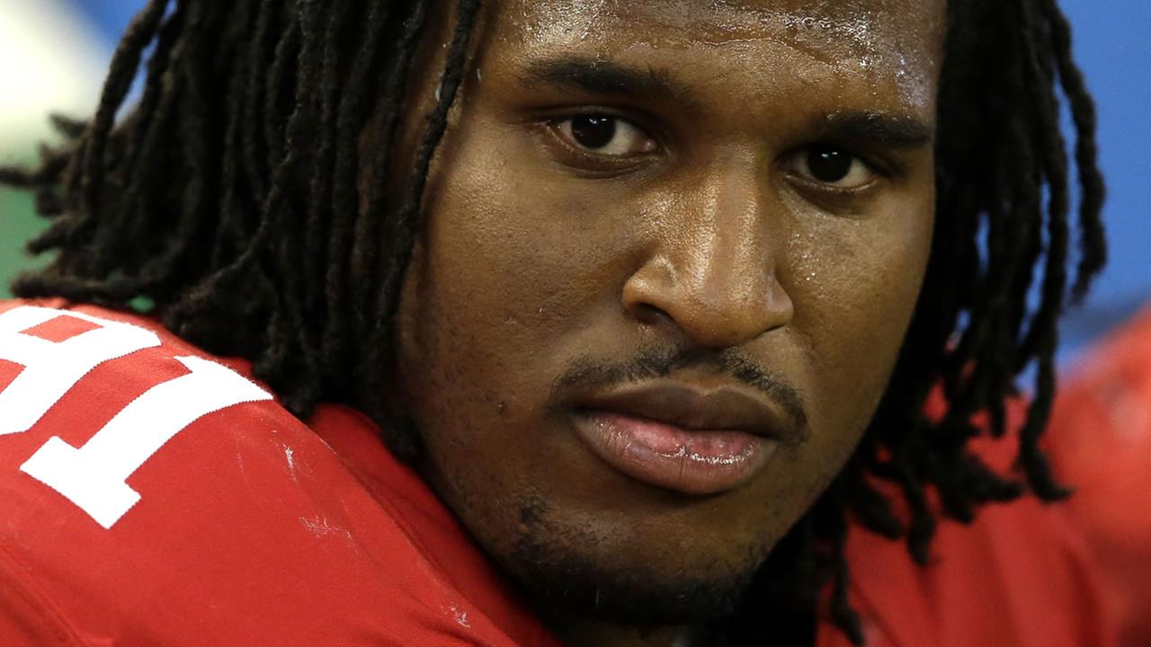 San Francisco 49ers defensive end <b>Ray McDonald</b> sits on the bench during the <b>...</b> - 307010_1280x720