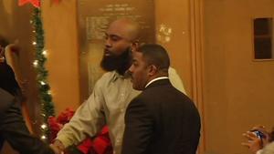 Michael Browns father arriving at the Third Baptist Church in San Francisco Sunday.