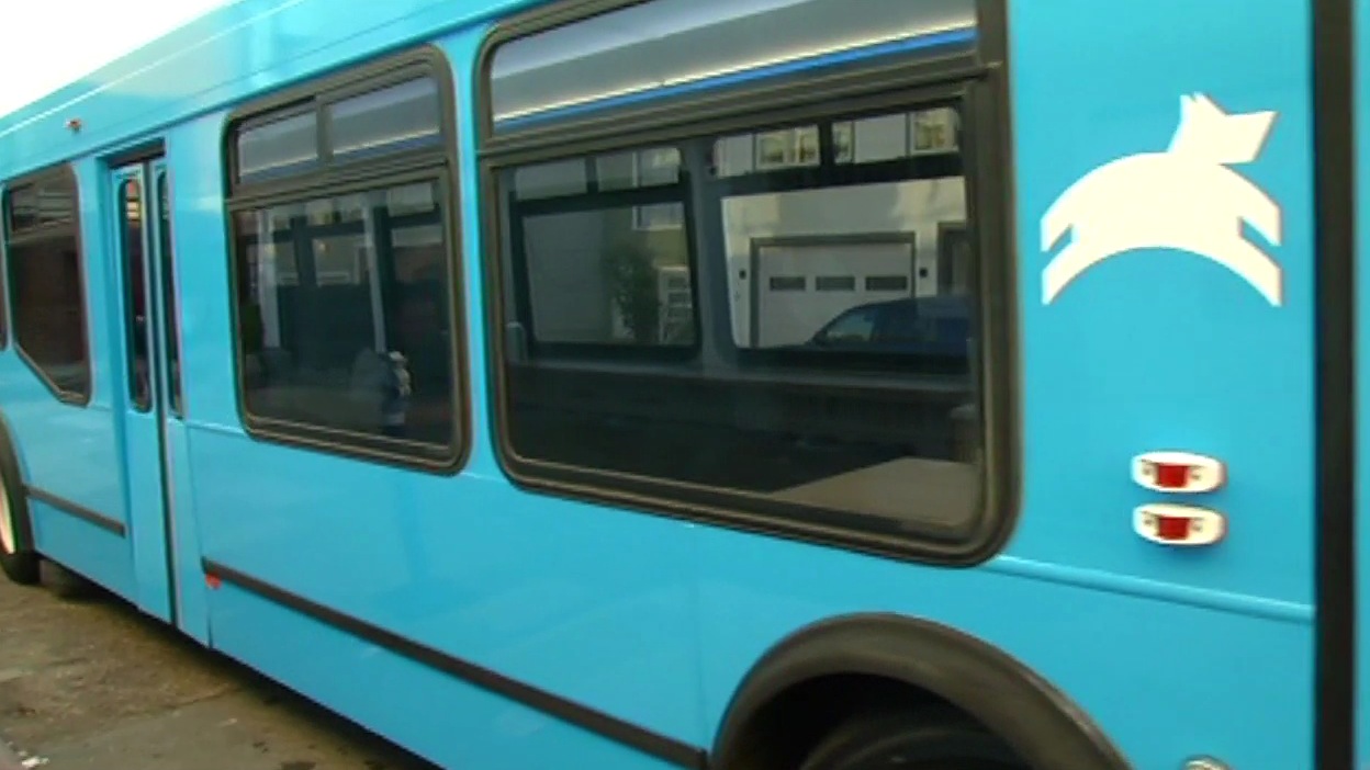 Leap luxury bus service will now run from San Francisco's Marina District to the downtown as seen on Wednesday, March 18, 2015. (KGO-TV) <span class=meta></span>