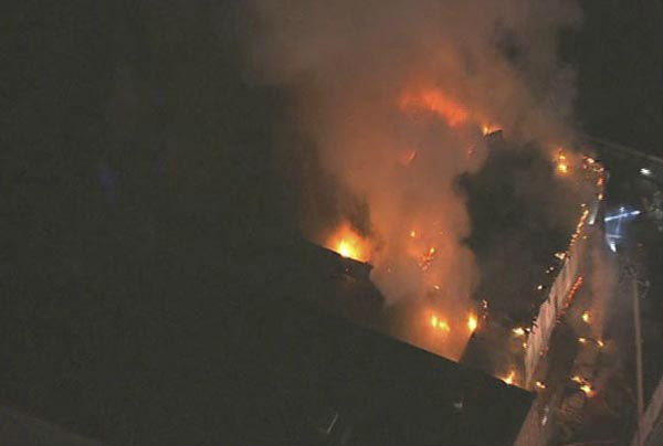 <div class='meta'><div class='origin-logo' data-origin='none'></div><span class='caption-text' data-credit='KTRK Photo'>Firefighters worked to put out flames that broke out at an Islamic institute in southeast Houston</span></div>
