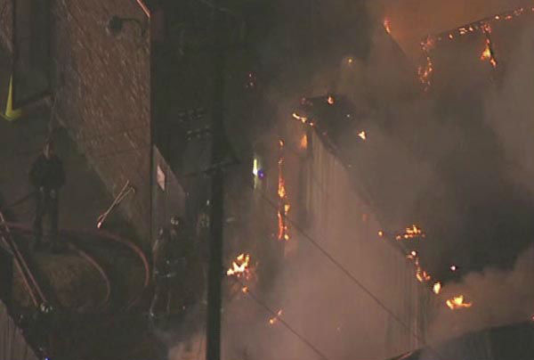 <div class='meta'><div class='origin-logo' data-origin='none'></div><span class='caption-text' data-credit='KTRK Photo'>Firefighters worked to put out flames that broke out at an Islamic institute in southeast Houston</span></div>