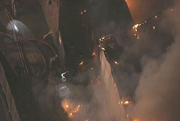 <div class='meta'><div class='origin-logo' data-origin='none'></div><span class='caption-text' data-credit='KTRK Photo'>Firefighters worked to put out flames that broke out at an Islamic institute in southeast Houston</span></div>