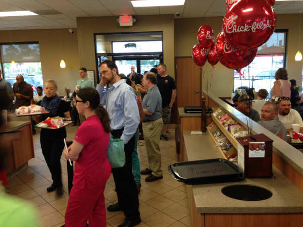 <div class='meta'><div class='origin-logo' data-origin='none'></div><span class='caption-text' data-credit='ABC-13/Linh Nguyen'>Chick-fil-A held a fundraiser for mass shooting survivor Cassidy Stay on Tuesday.</span></div>