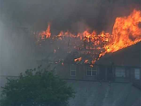 A massive fire has caused severe damage to an apartment complex in northwest Houston. <span class=meta>Photo/KTRK</span>