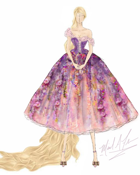 Designer unveils sketches for new Disney princess-inspired gown