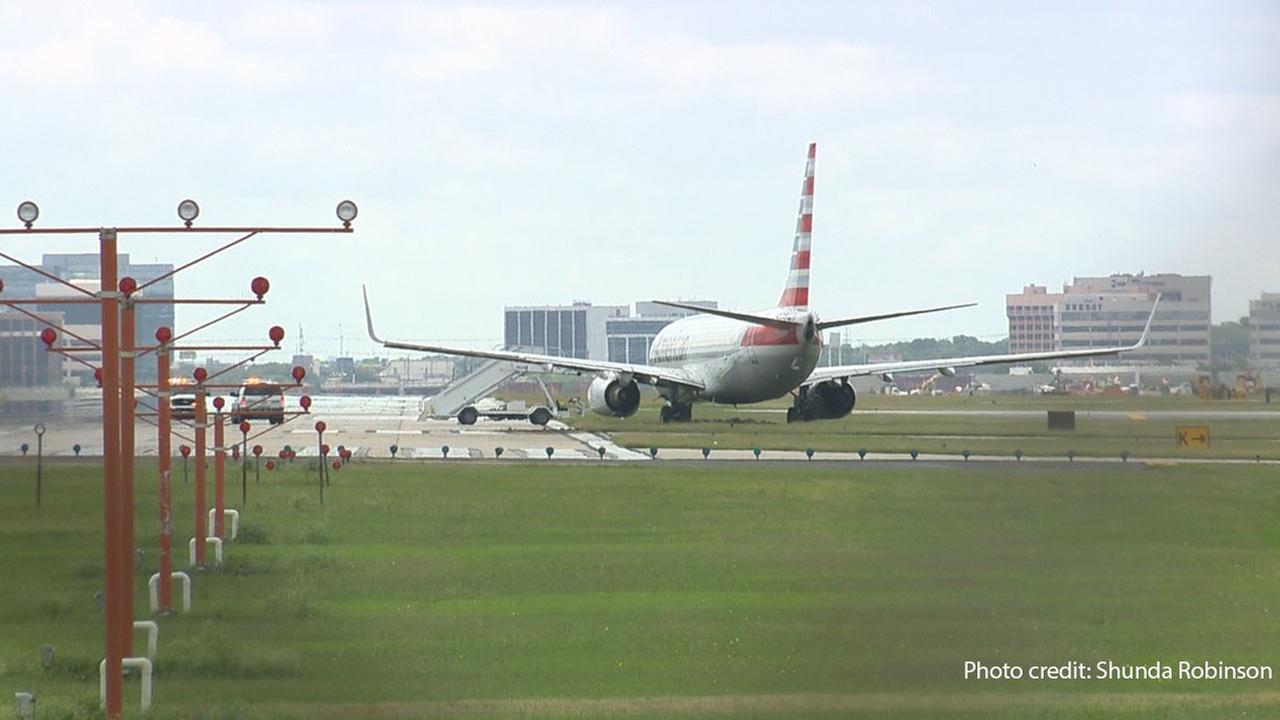 American Airlines plane veers off Texas runway, stuck in mud