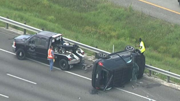 A rollover accident closed all lanes on SH-288 southbound this afternoon 