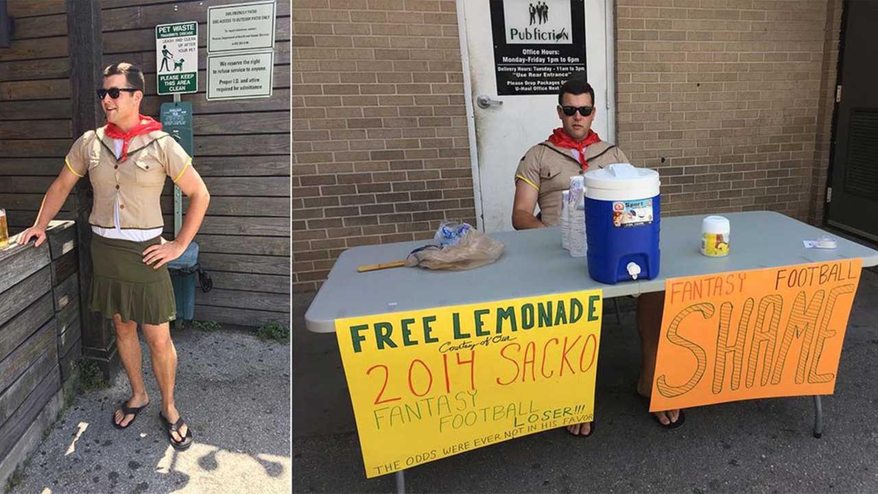 PHOTOS Fantasy football lastplace finisher's punishment