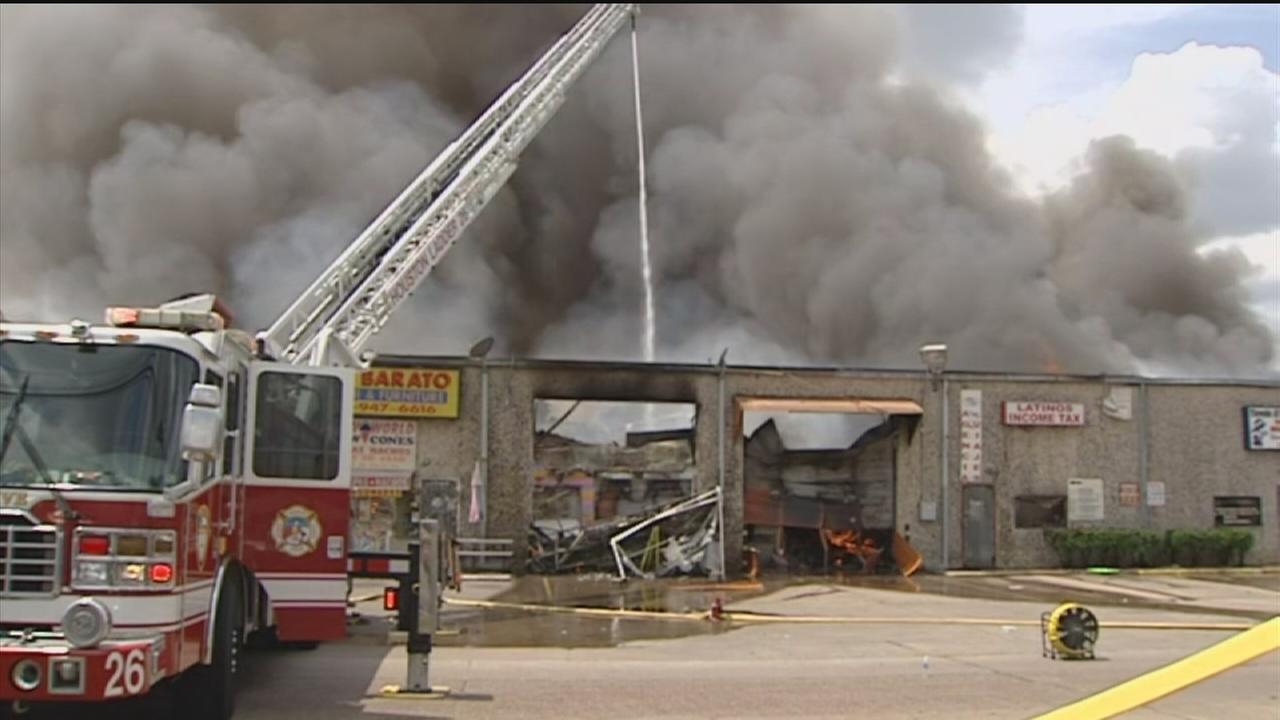 Firefighters battling huge warehouse fire in South Houston ...