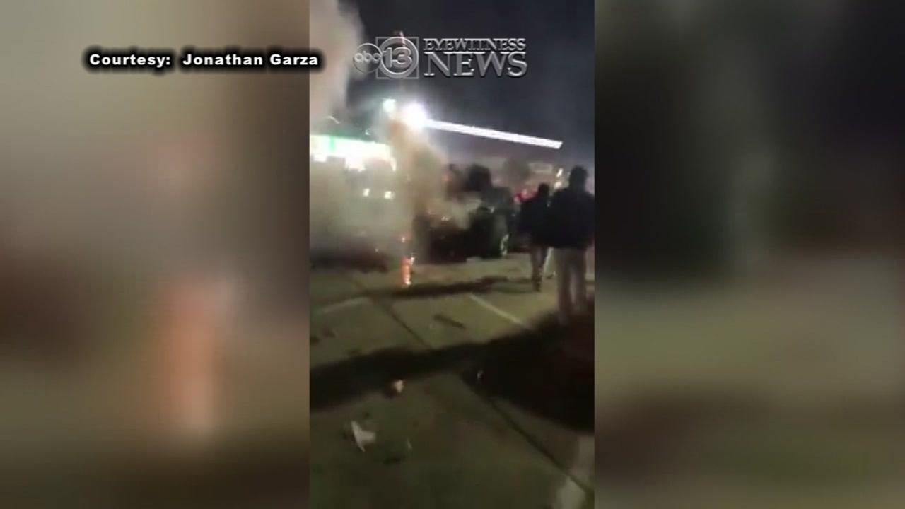 Fireworks go off inside trunk of car