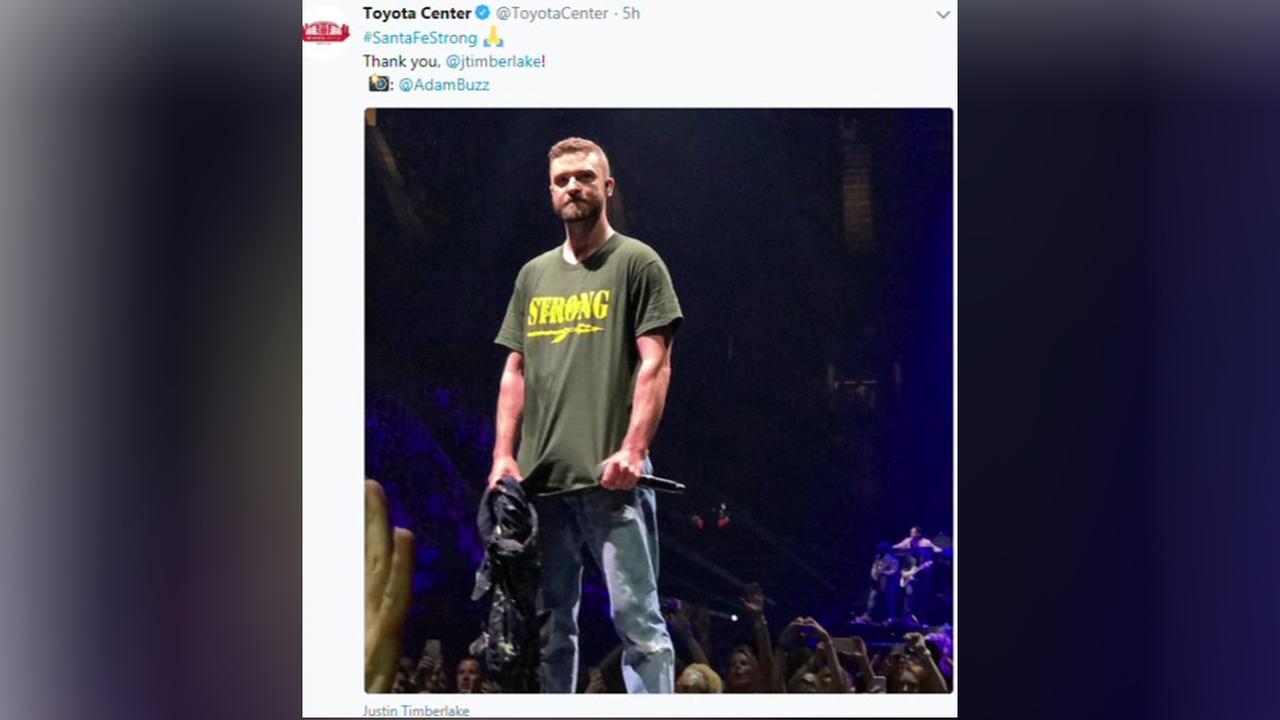 Justin Timberlake dedicates Houston concert to Santa Fe victims and survivors