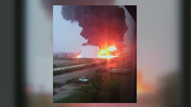 Lightning sparks fire at oil storage facility
