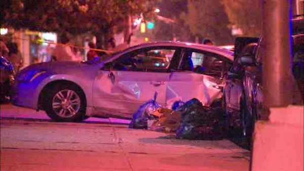 A police officer was among several people hurt when an out of control minivan slammed into a police car in Jersey City Sunday night. <span class=meta></span>