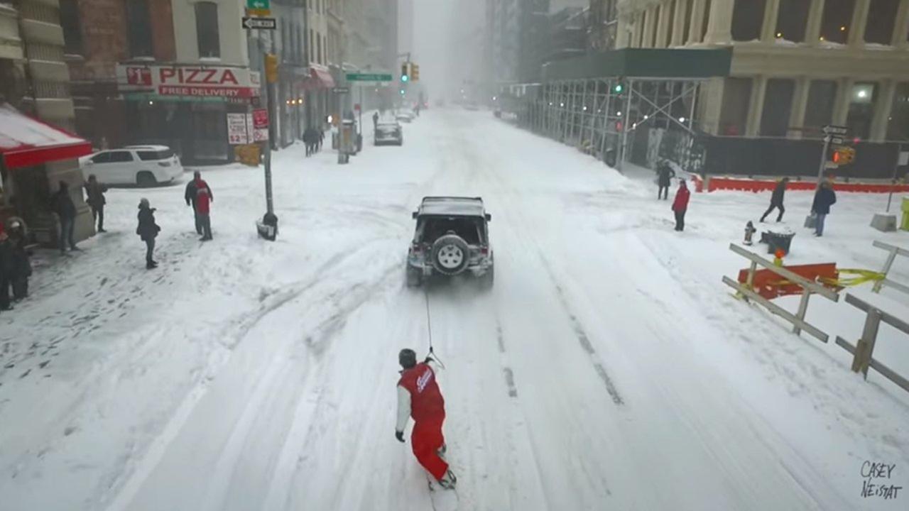WATCH: Casey Neistat goes snowboarding during the blizzard