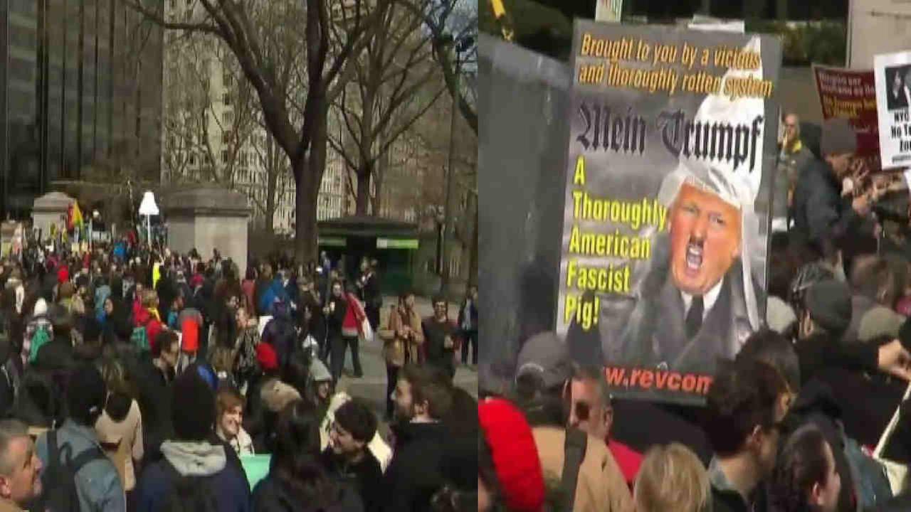 Anti-Trump protesters gather in New York