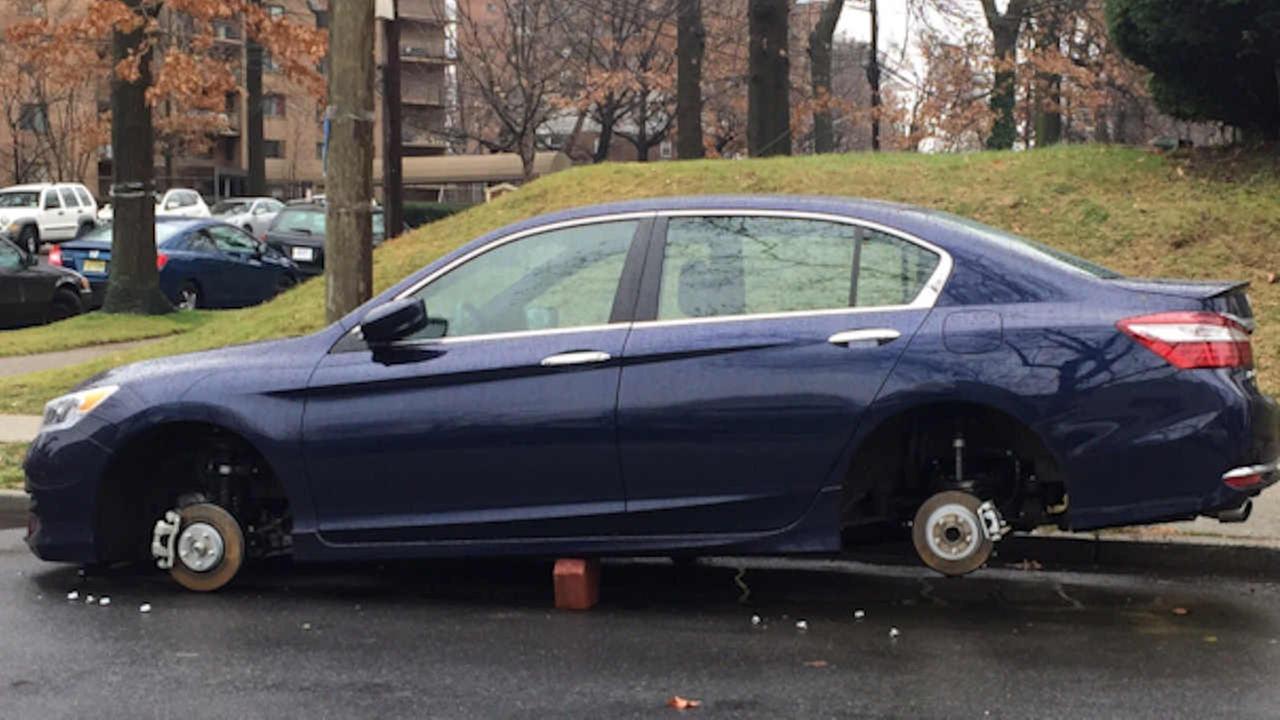 Thieves make off with tires in Newark, leaving cars on cinder blocks - WABC-TV