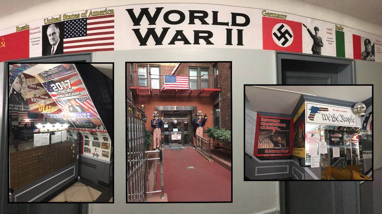 Lobby of Sunnyside, Queens condo filled with racist posters and flags