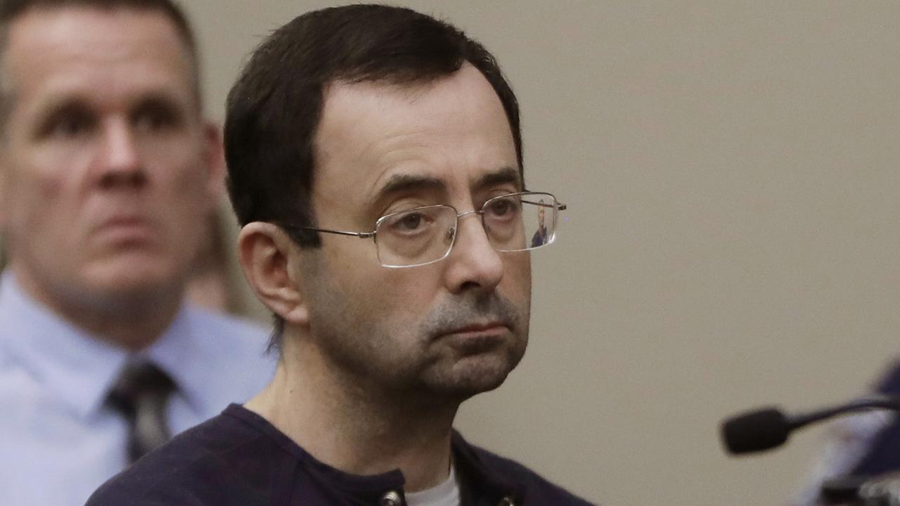 Larry Nassar sits during his sentencing hearing Wednesday, Jan. 24, 2018, in Lansing, Michigan.