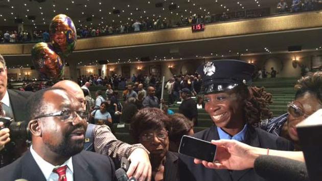 The New York City Fire Department promoted a black woman, Tracey Lewis, to the rank of lieutenant for the first time in 12 years.