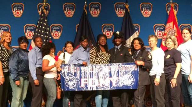 The New York City Fire Department promoted a black woman, Tracey Lewis, to the rank of lieutenant for the first time in 12 years.