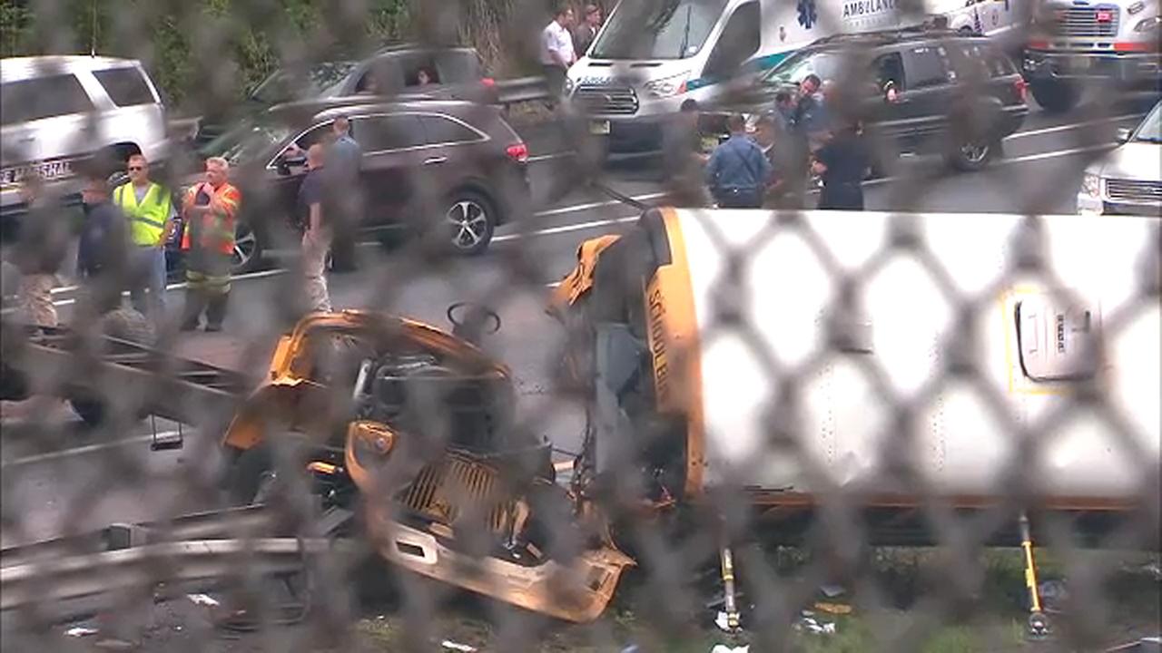 School bus, dump truck crash in NJ