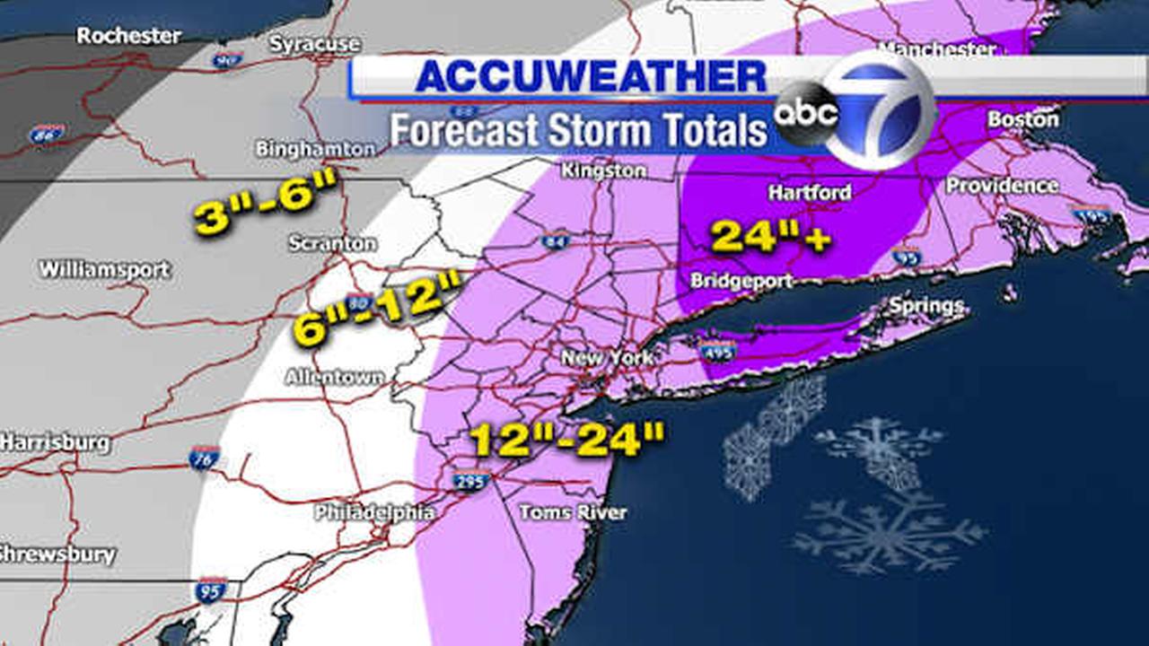 Projected snowfall totals for the blizzard Monday night into Tuesday.