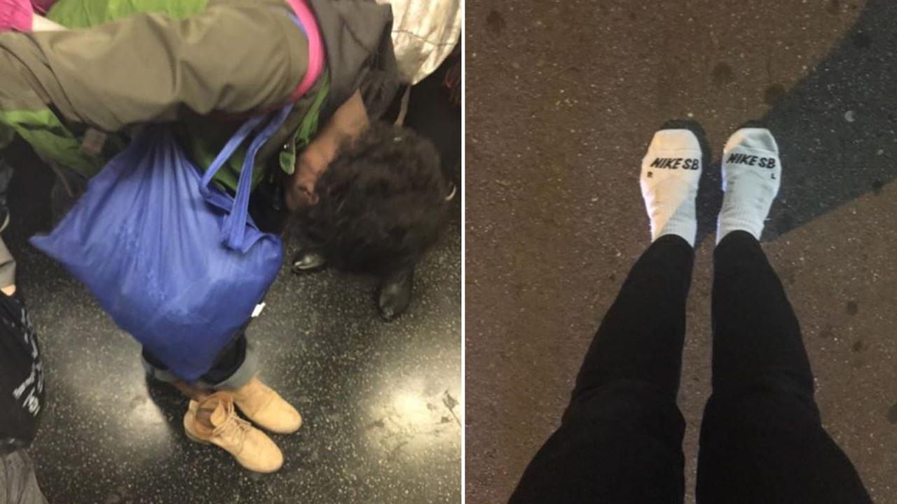 Woman On Subway Takes Off Her Shoes Gives Them To Barefooted Homeless