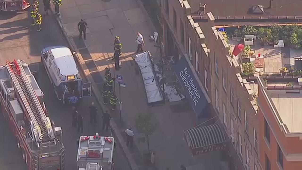 Awning Collapses Onto Sidewalk In Bay Ridge Brooklyn Leaving 2