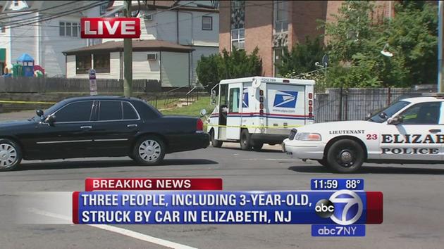 Three people, including 3-year-old, struck by car in Elizabeth, N.J.