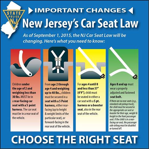 nj law seat laws child safety car jersey state regulations september police belt children facing rear updated effect booster use